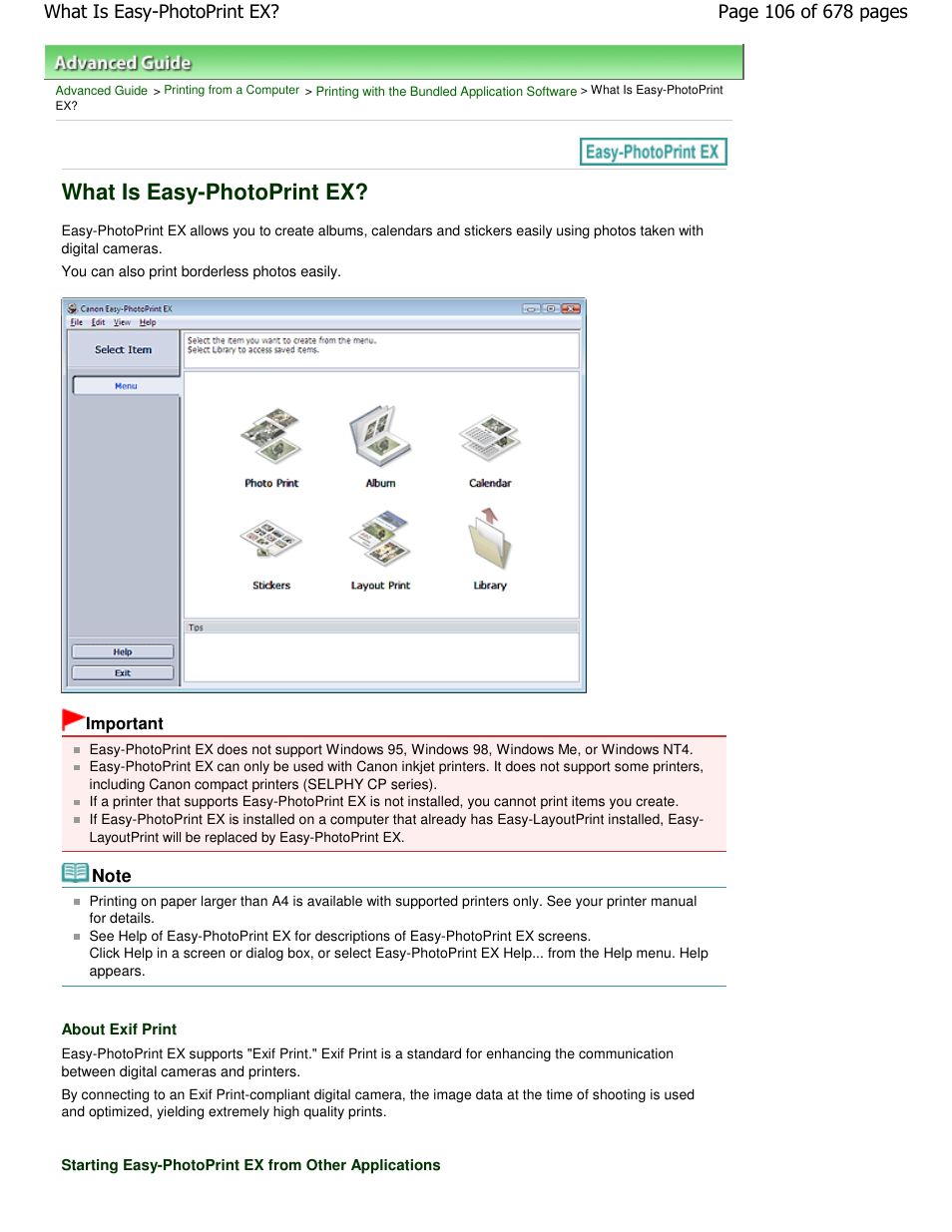 What is easy-photoprint ex | Canon PIXMA MP250 User Manual | Page 106 / 678