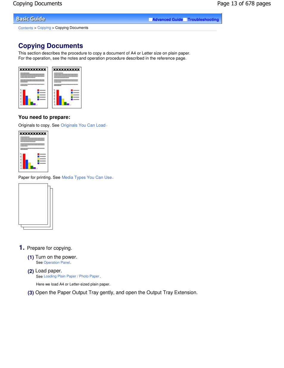 Copying documents | Canon PIXMA MP250 User Manual | Page 13 / 678