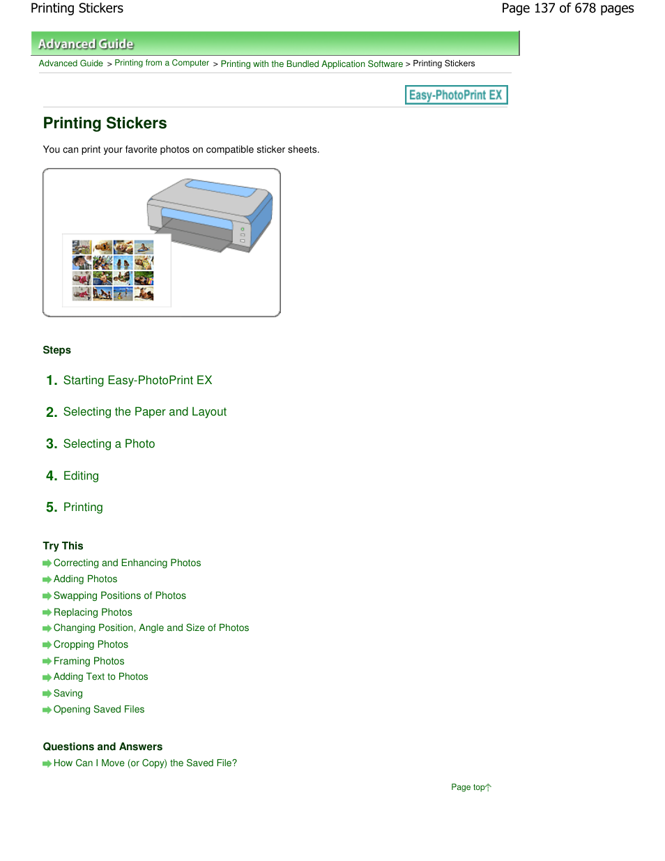 Printing stickers | Canon PIXMA MP250 User Manual | Page 137 / 678