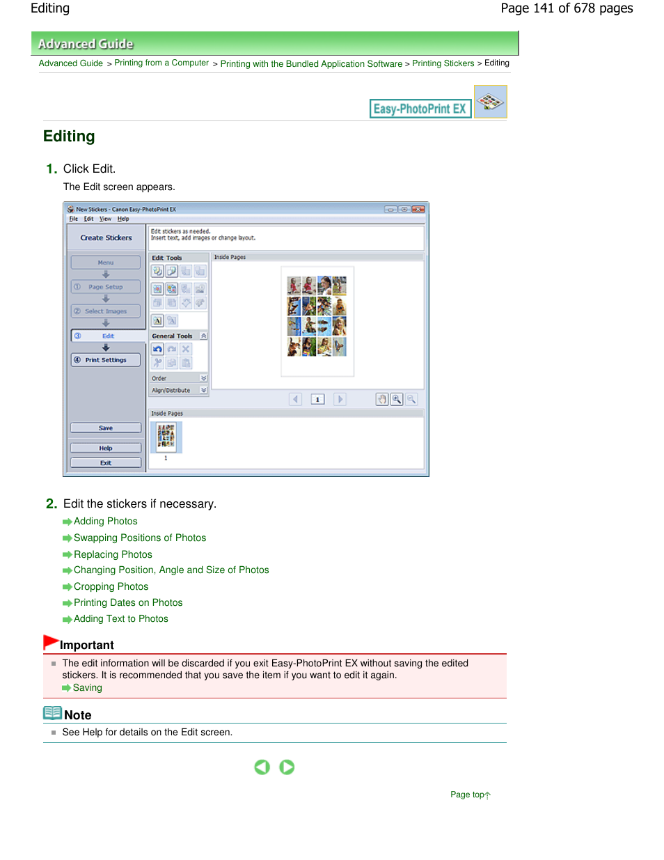 Editing | Canon PIXMA MP250 User Manual | Page 141 / 678