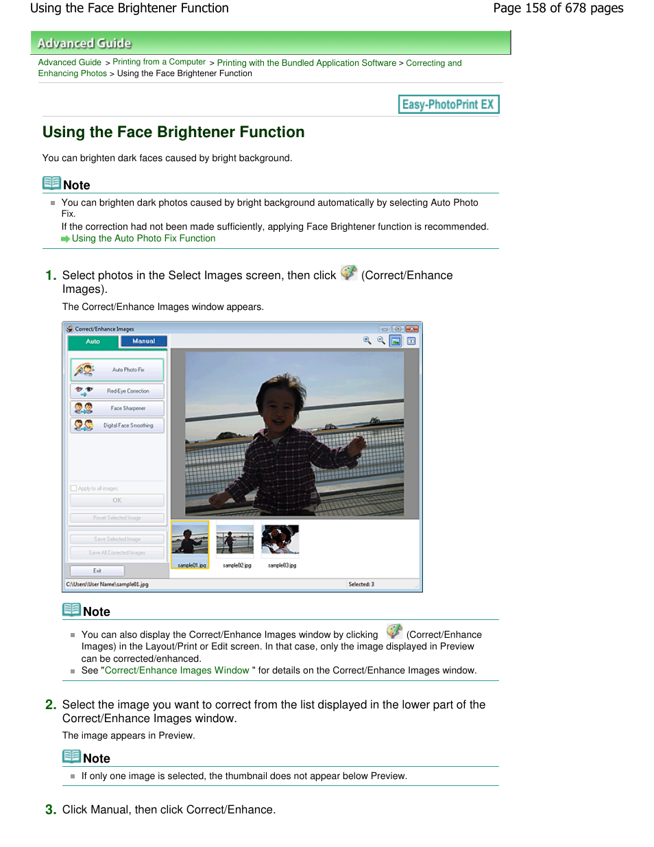 Using the face brightener function | Canon PIXMA MP250 User Manual | Page 158 / 678