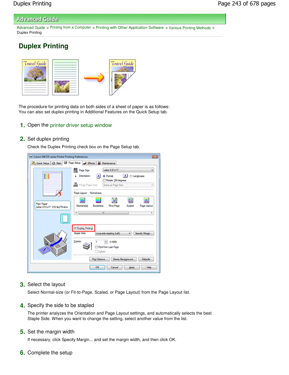 Duplex printing | Canon PIXMA MP250 User Manual | Page 243 / 678