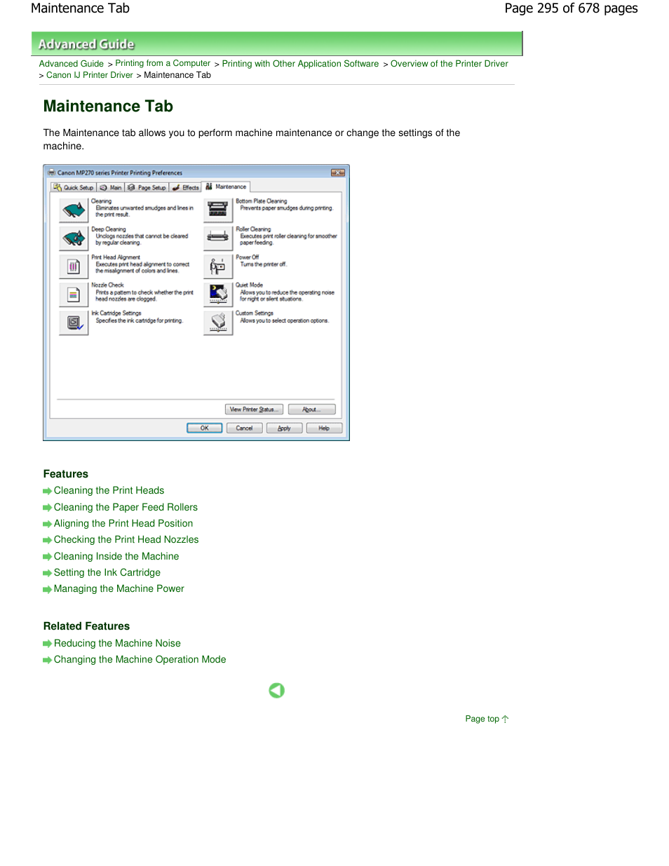 Maintenance tab | Canon PIXMA MP250 User Manual | Page 295 / 678