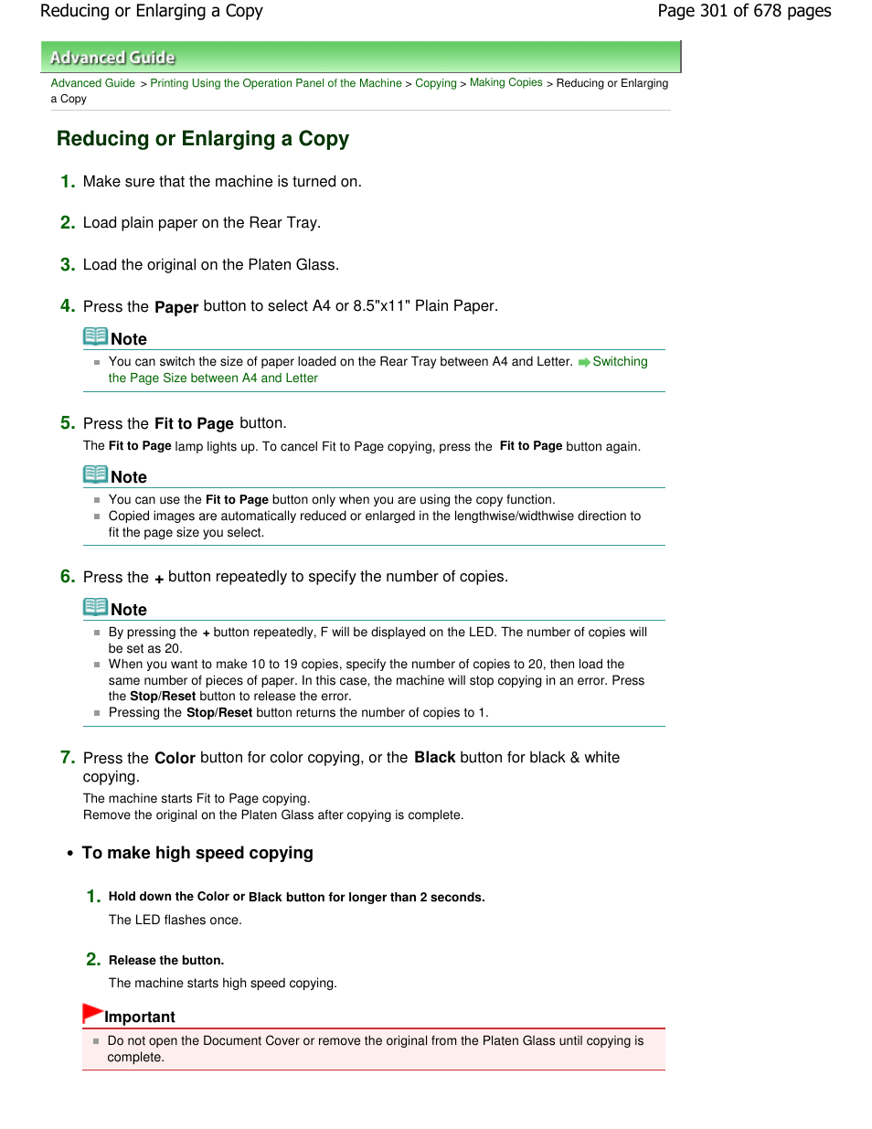 Reducing or enlarging a copy | Canon PIXMA MP250 User Manual | Page 301 / 678