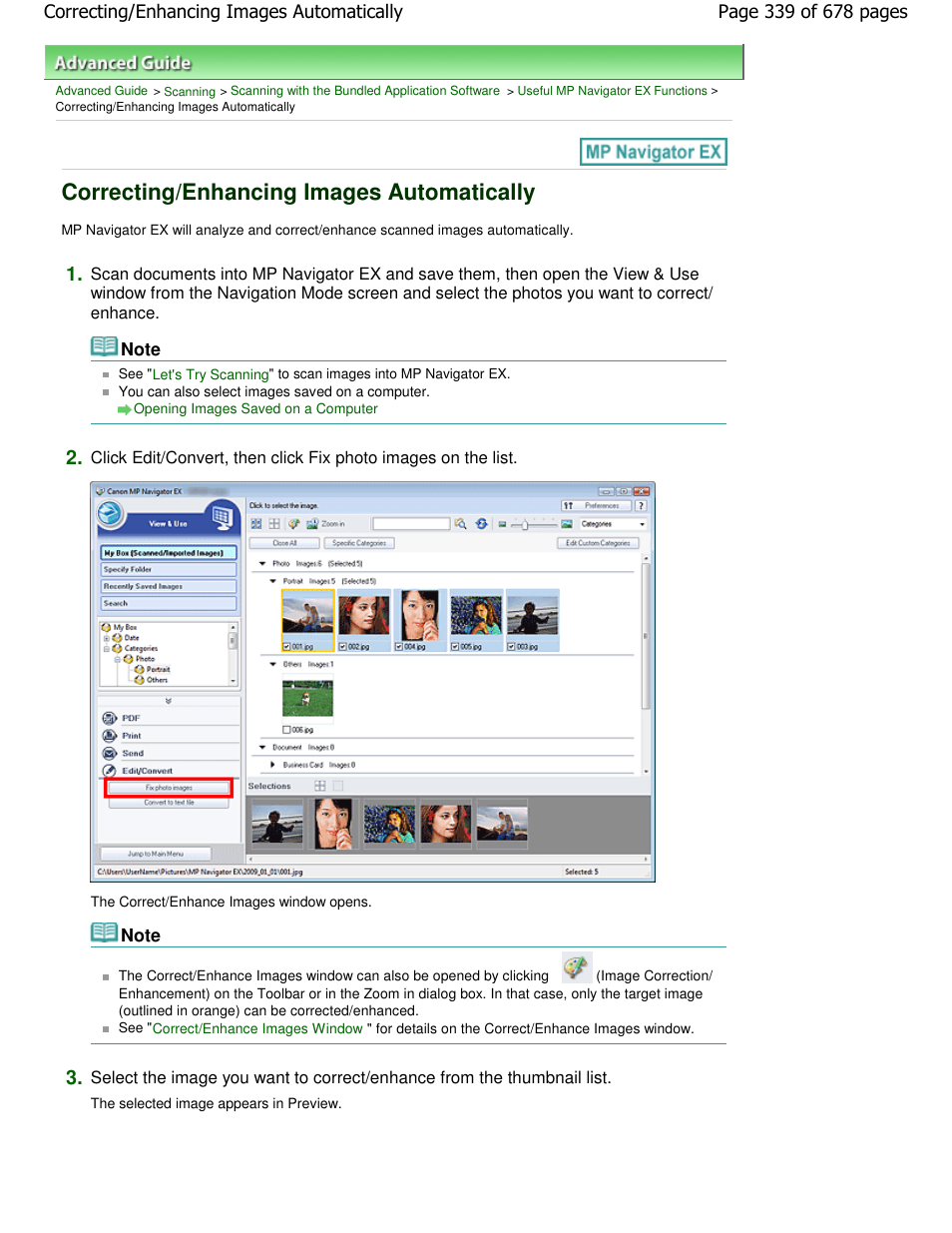 Correcting/enhancing images automatically | Canon PIXMA MP250 User Manual | Page 339 / 678