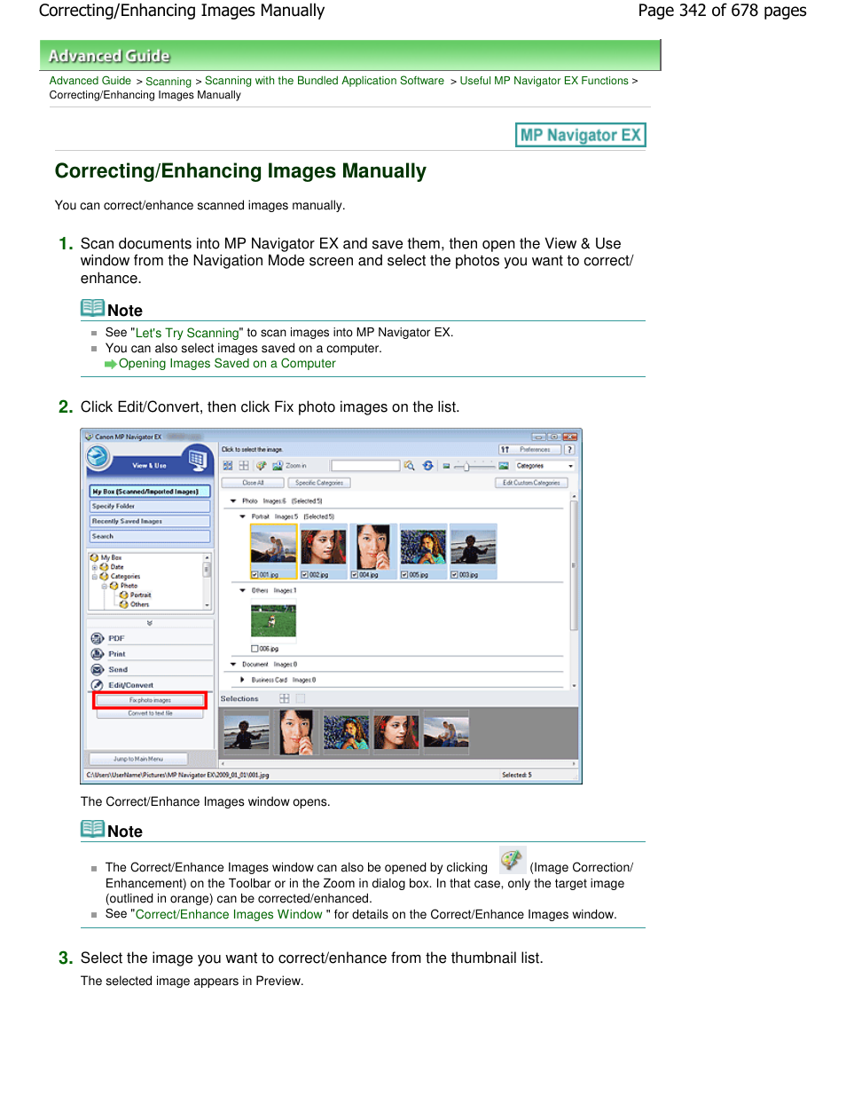 Correcting/enhancing images manually | Canon PIXMA MP250 User Manual | Page 342 / 678