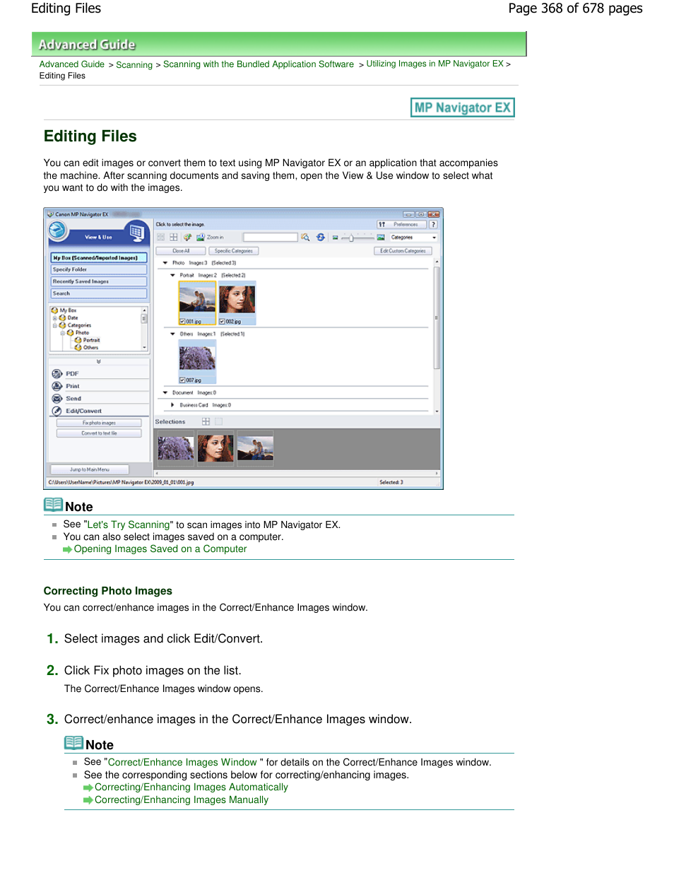 Editing files | Canon PIXMA MP250 User Manual | Page 368 / 678
