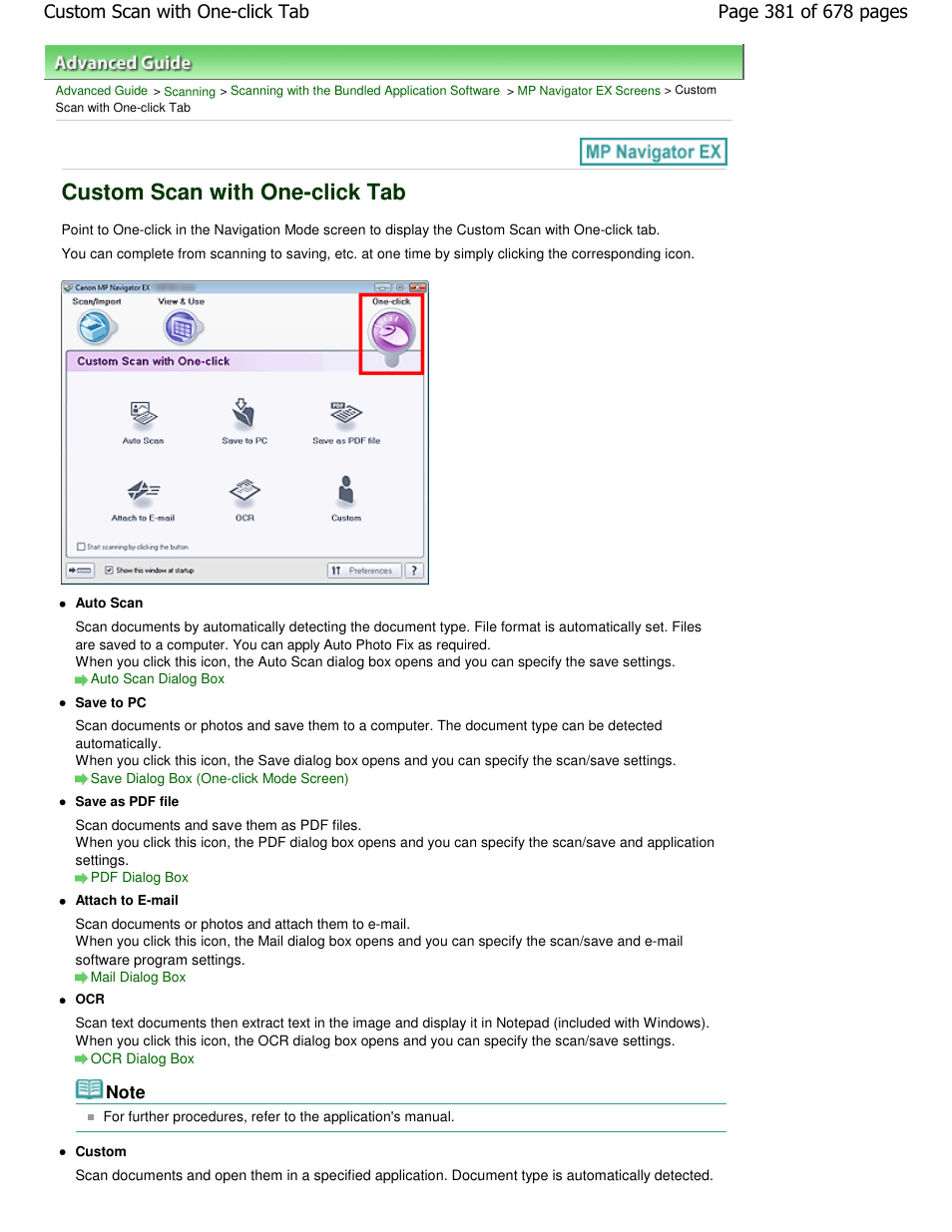 Custom scan with one-click tab | Canon PIXMA MP250 User Manual | Page 381 / 678