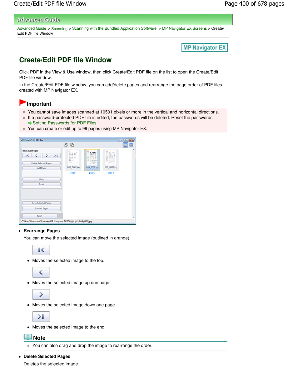 Create/edit pdf file window | Canon PIXMA MP250 User Manual | Page 400 / 678