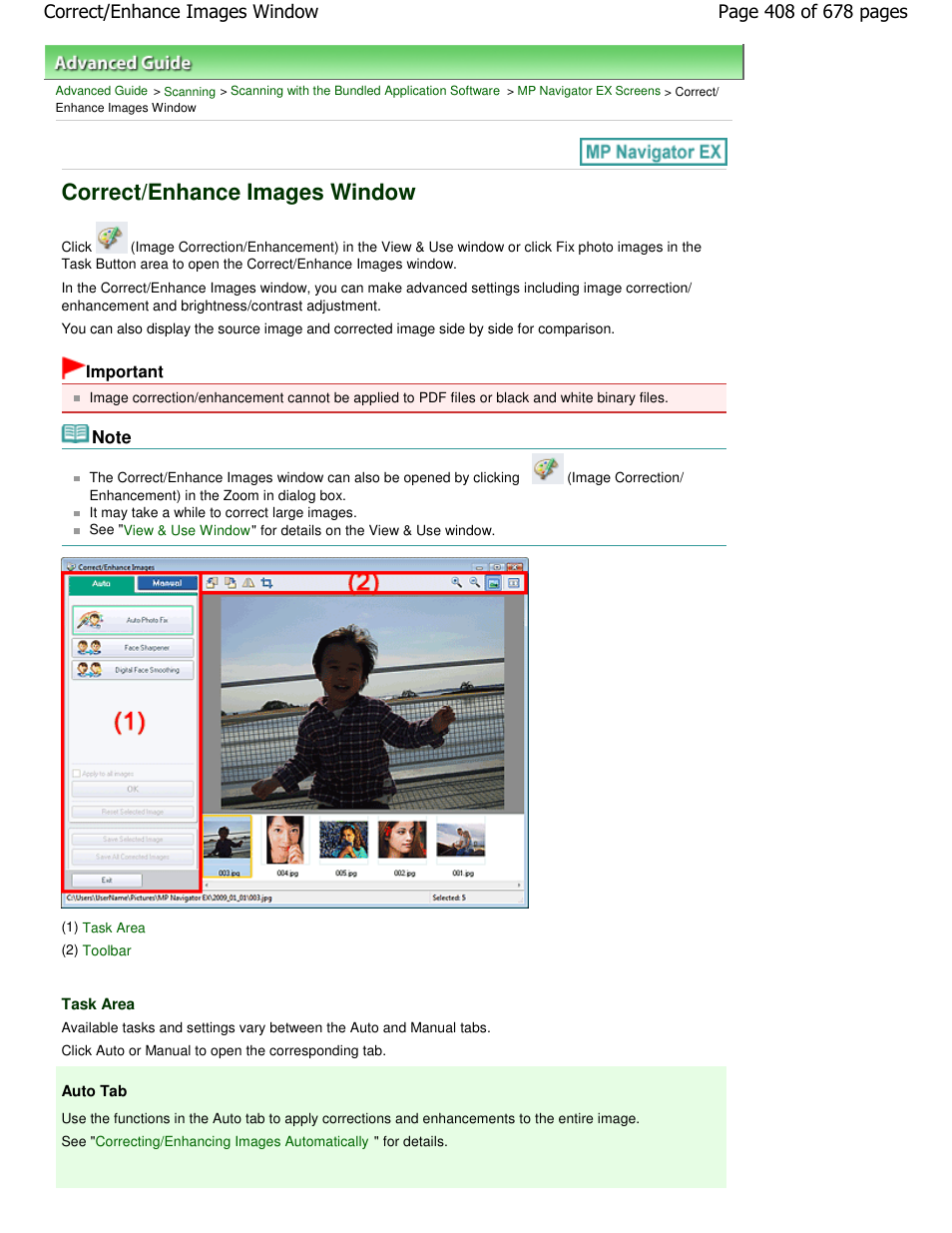 Correct/enhance images window | Canon PIXMA MP250 User Manual | Page 408 / 678