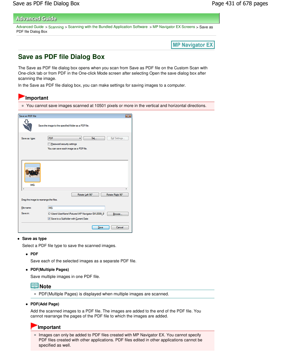 Save as pdf file dialog box | Canon PIXMA MP250 User Manual | Page 431 / 678