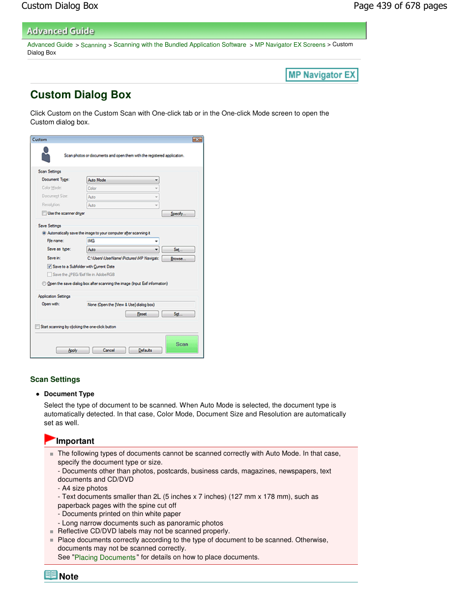 Custom dialog box | Canon PIXMA MP250 User Manual | Page 439 / 678