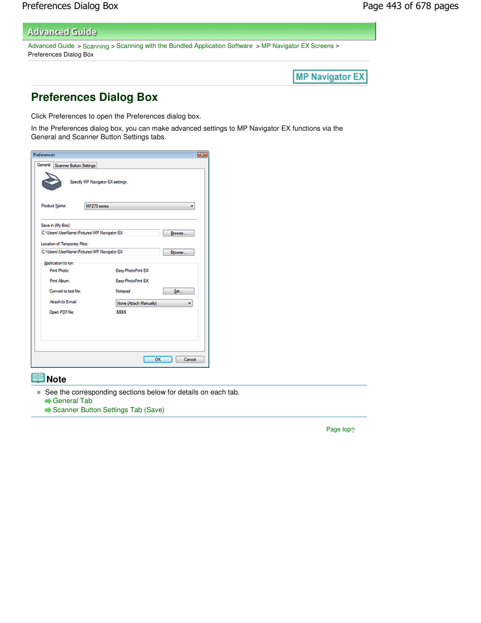 Preferences dialog box | Canon PIXMA MP250 User Manual | Page 443 / 678