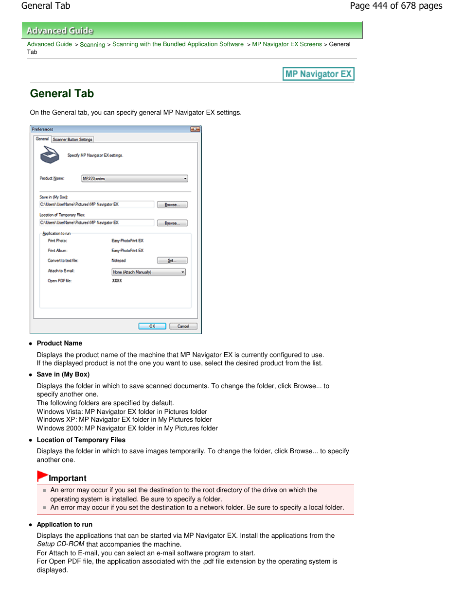 General tab | Canon PIXMA MP250 User Manual | Page 444 / 678