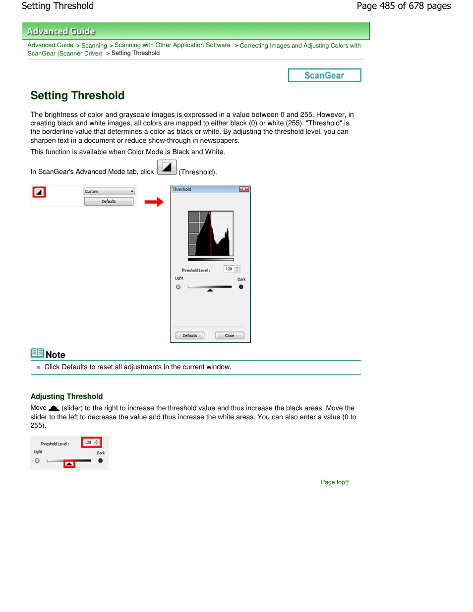 Setting threshold | Canon PIXMA MP250 User Manual | Page 485 / 678