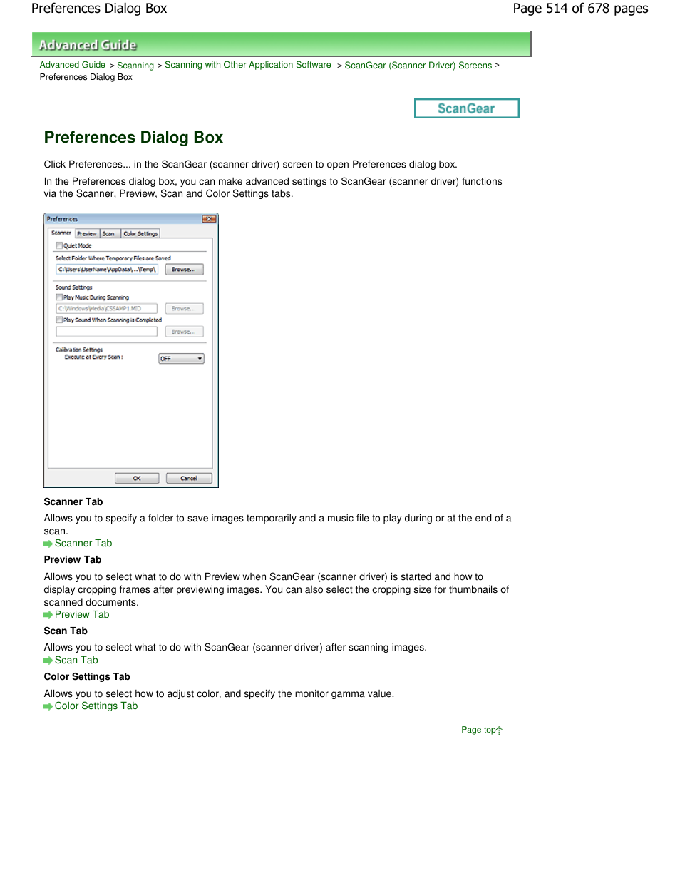 Preferences dialog box | Canon PIXMA MP250 User Manual | Page 514 / 678