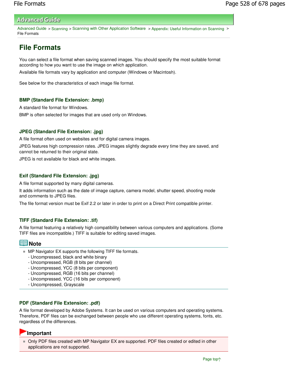 File formats | Canon PIXMA MP250 User Manual | Page 528 / 678