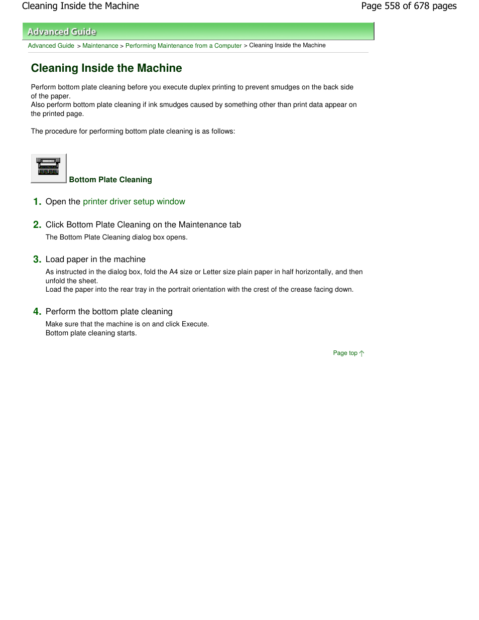 Cleaning inside the machine | Canon PIXMA MP250 User Manual | Page 558 / 678