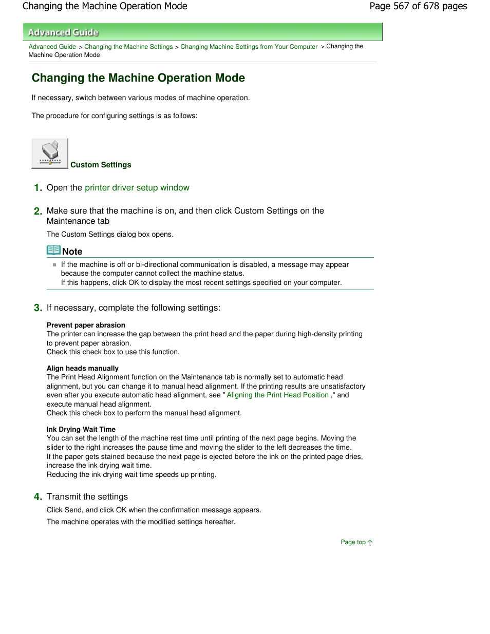 Changing the machine operation mode | Canon PIXMA MP250 User Manual | Page 567 / 678