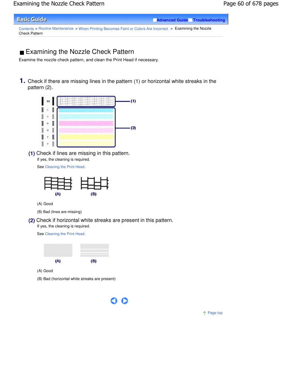 Examining the nozzle check pattern | Canon PIXMA MP250 User Manual | Page 60 / 678