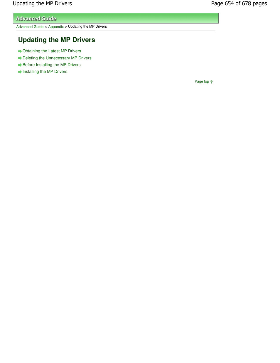 Updating the mp drivers | Canon PIXMA MP250 User Manual | Page 654 / 678
