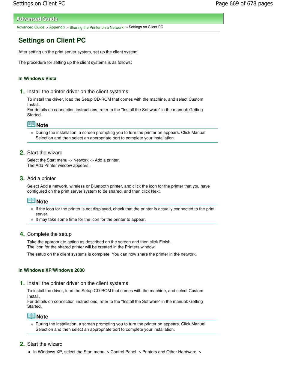 Settings on client pc | Canon PIXMA MP250 User Manual | Page 669 / 678