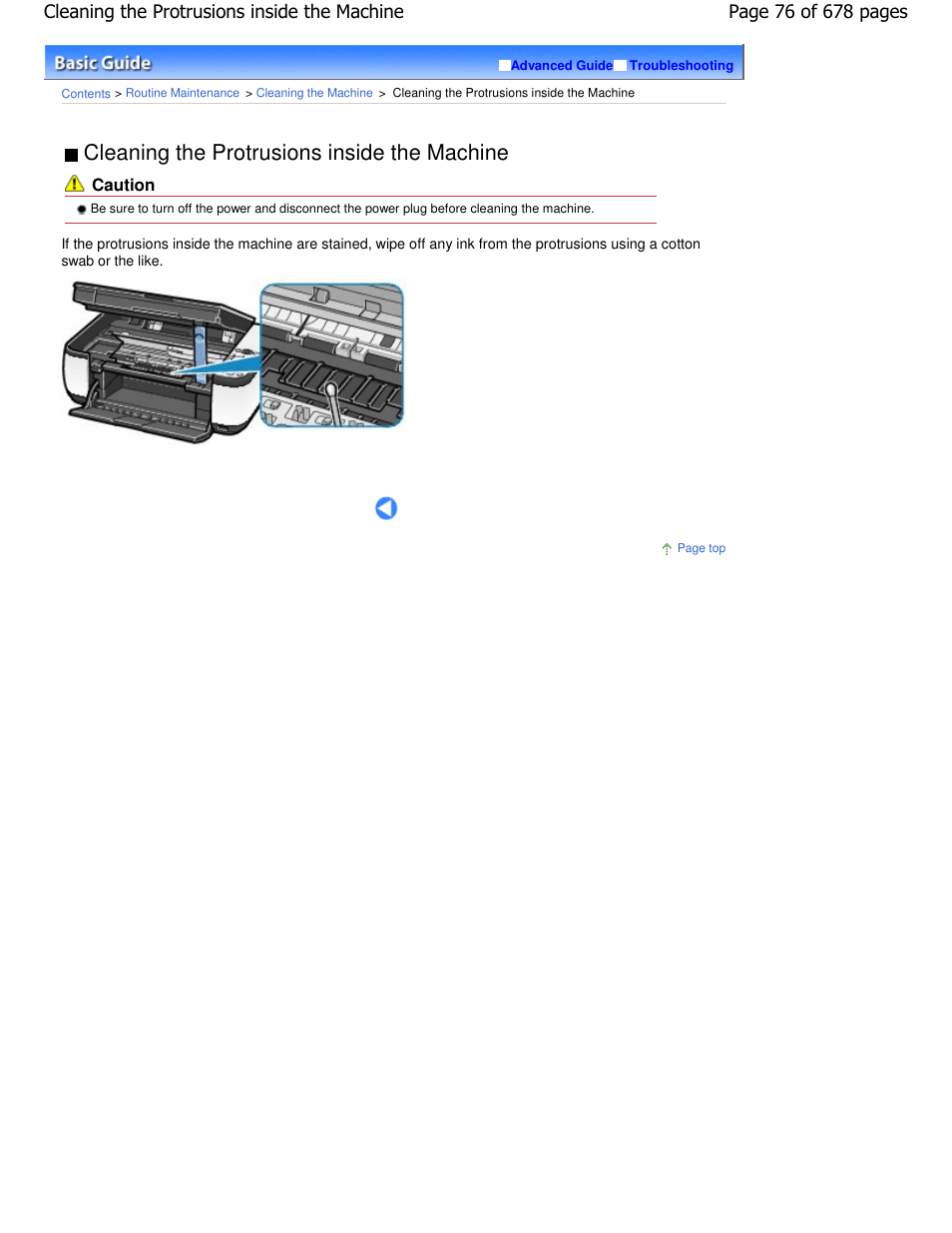 Cleaning the protrusions inside the machine | Canon PIXMA MP250 User Manual | Page 76 / 678