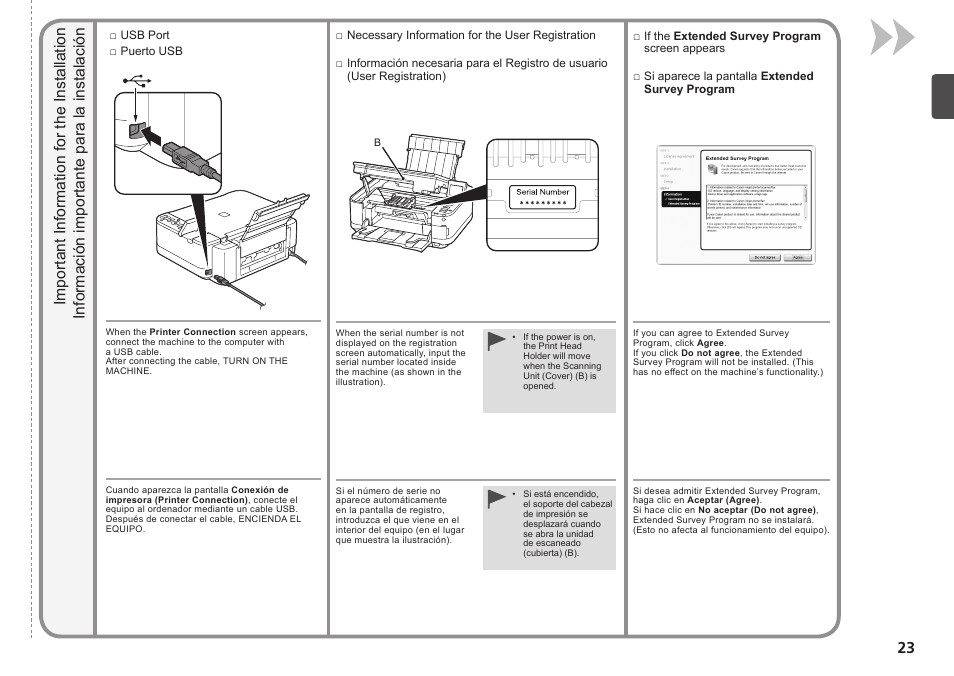 Información importante para la instalación, Important information for the installation | Canon PIXMA MG5220 User Manual | Page 25 / 54