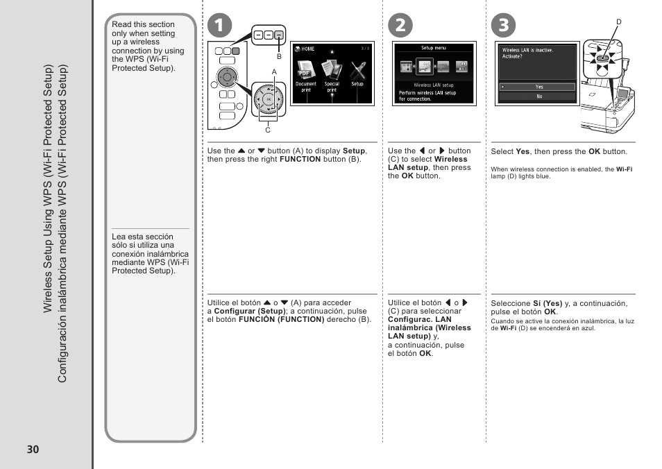 Wireless setup using wps (wi-fi protected setup) | Canon PIXMA MG5220 User Manual | Page 32 / 54