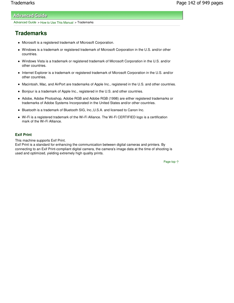 Trademarks | Canon PIXMA MP560 User Manual | Page 142 / 949