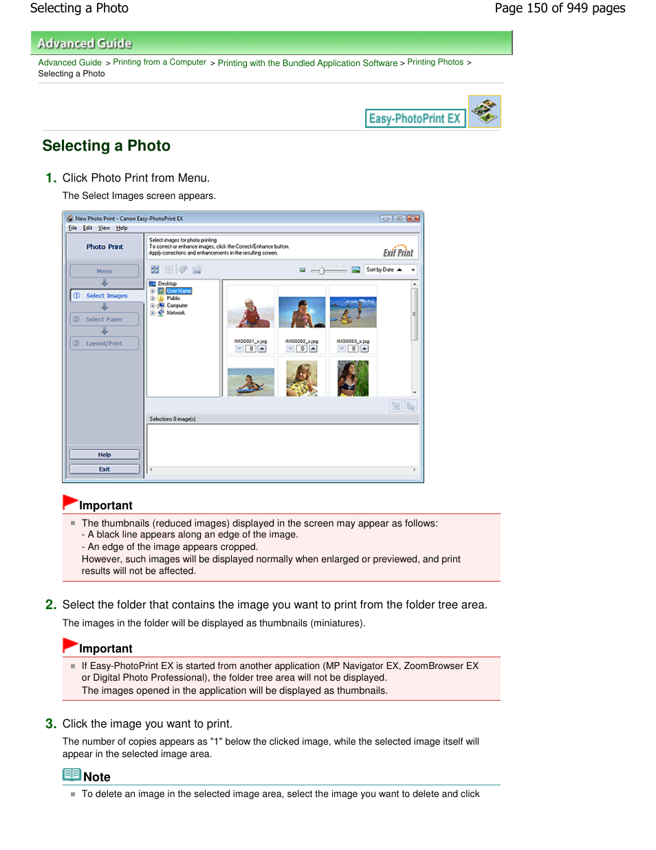 Selecting a photo | Canon PIXMA MP560 User Manual | Page 150 / 949