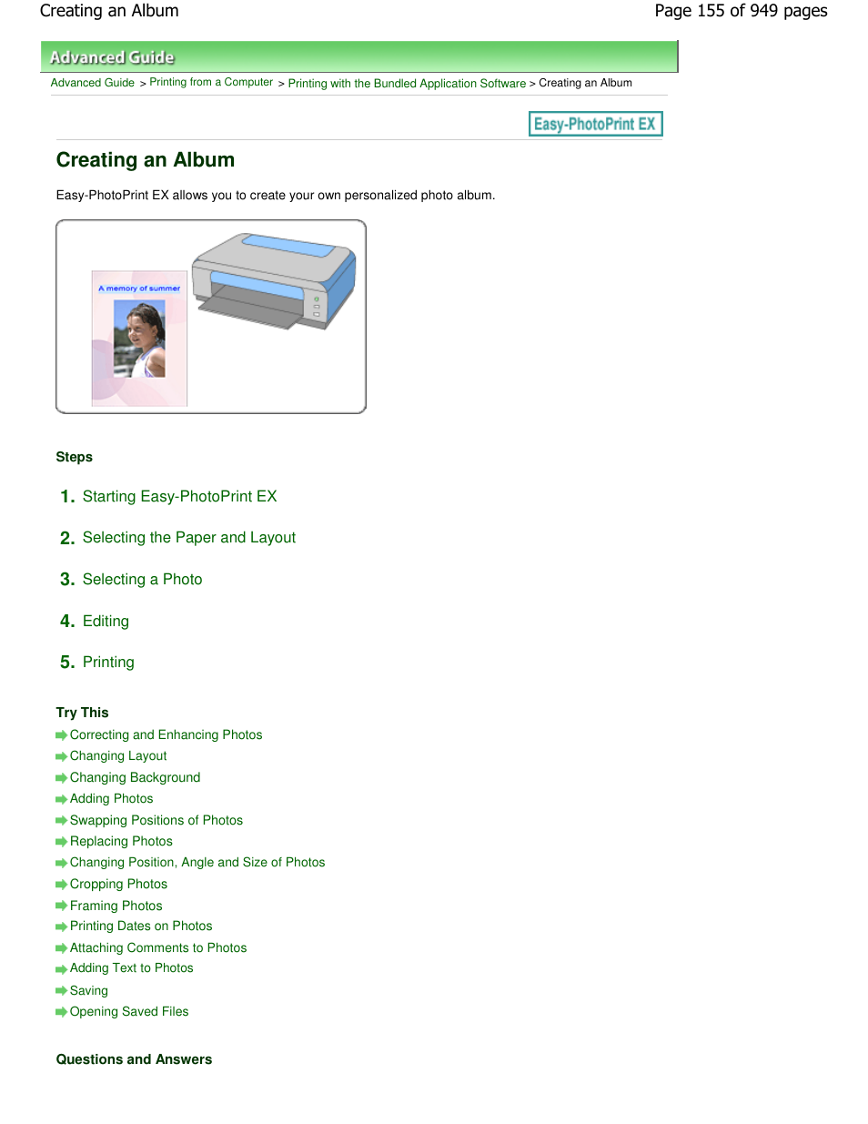 Creating an album | Canon PIXMA MP560 User Manual | Page 155 / 949