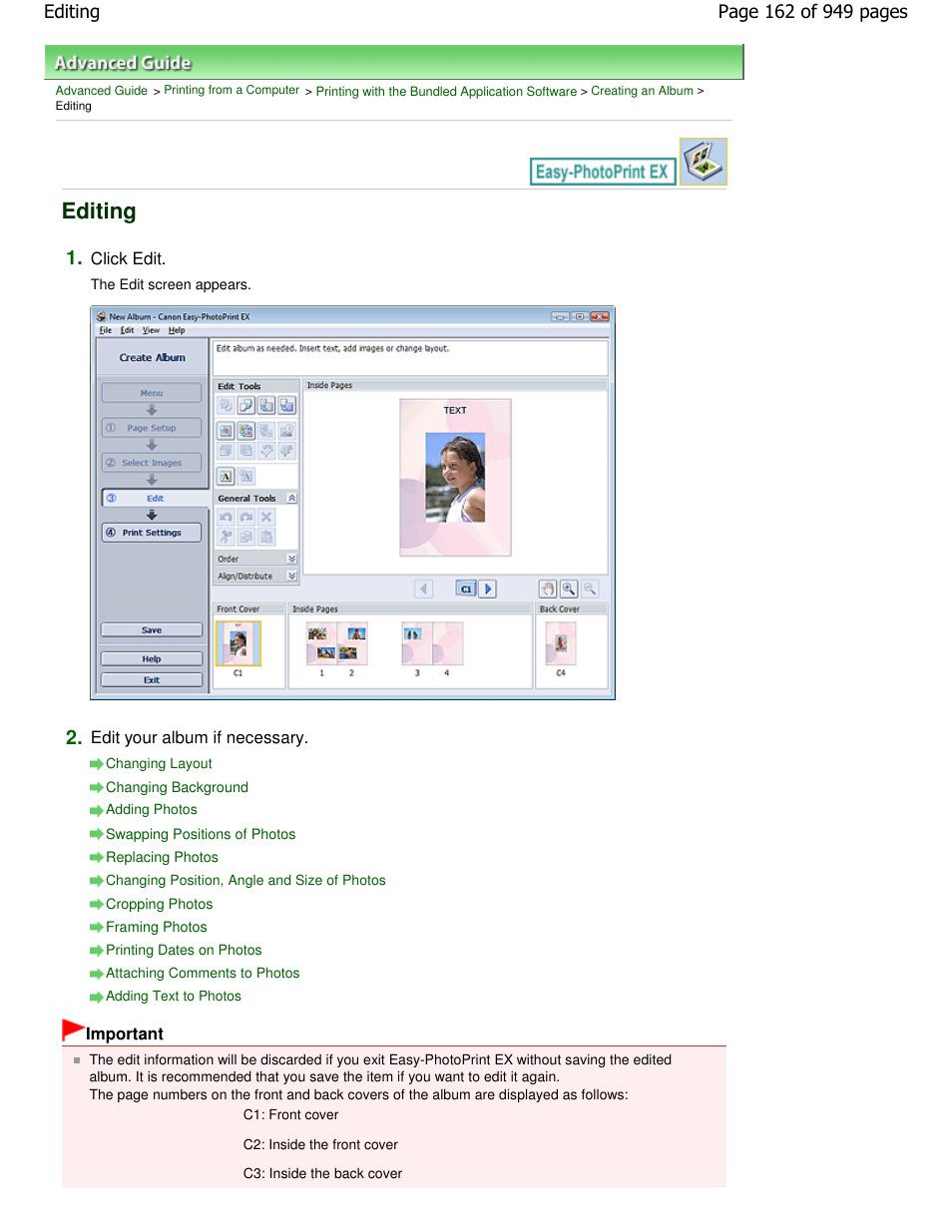 Editing | Canon PIXMA MP560 User Manual | Page 162 / 949