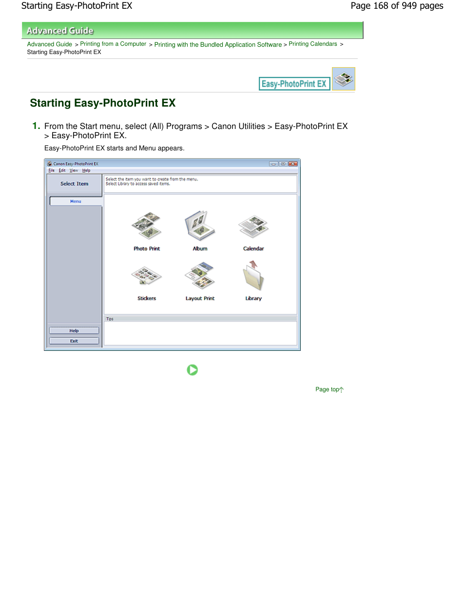 Starting easy-photoprint ex | Canon PIXMA MP560 User Manual | Page 168 / 949