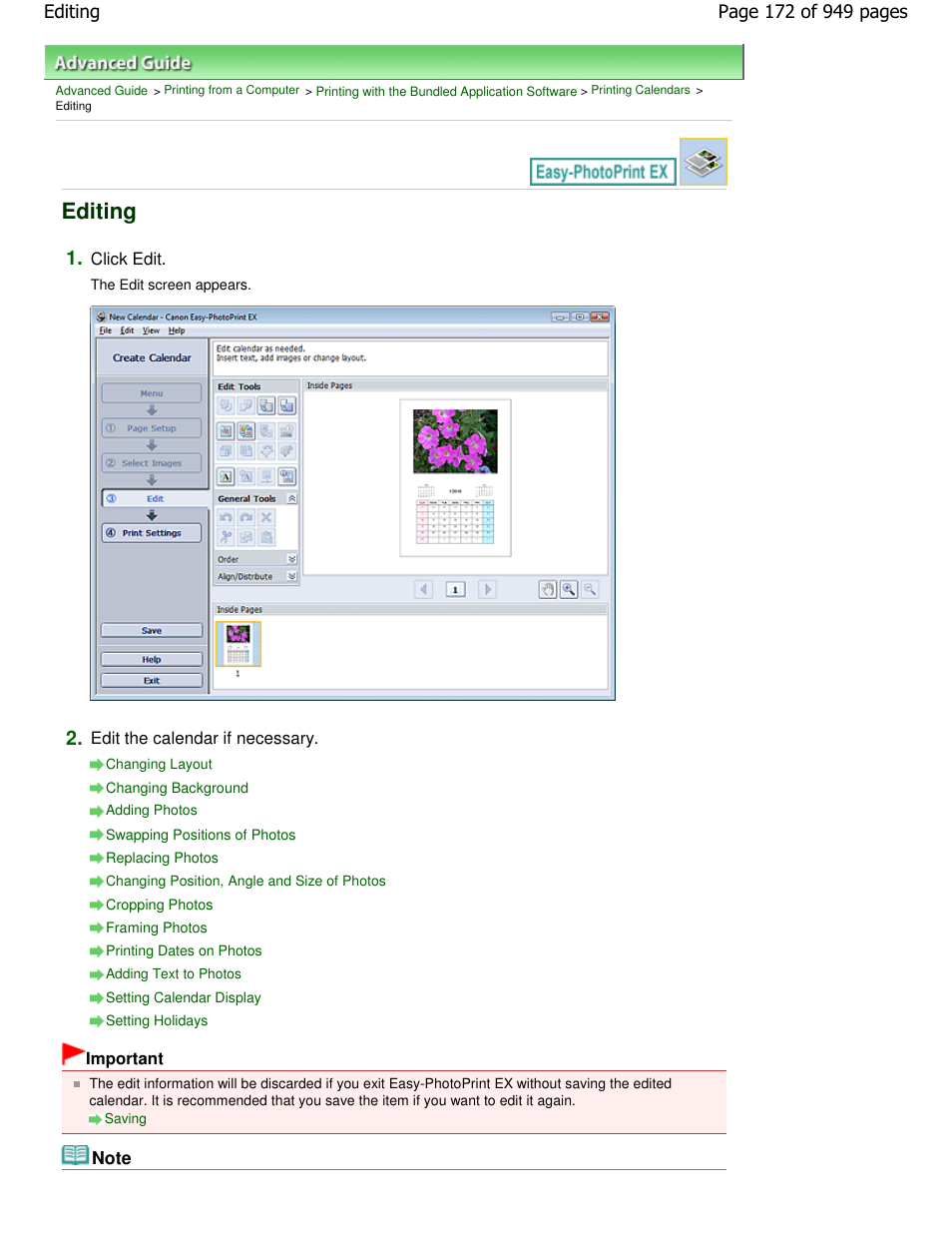 Editing | Canon PIXMA MP560 User Manual | Page 172 / 949