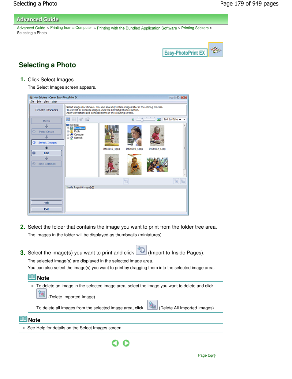 Selecting a photo | Canon PIXMA MP560 User Manual | Page 179 / 949
