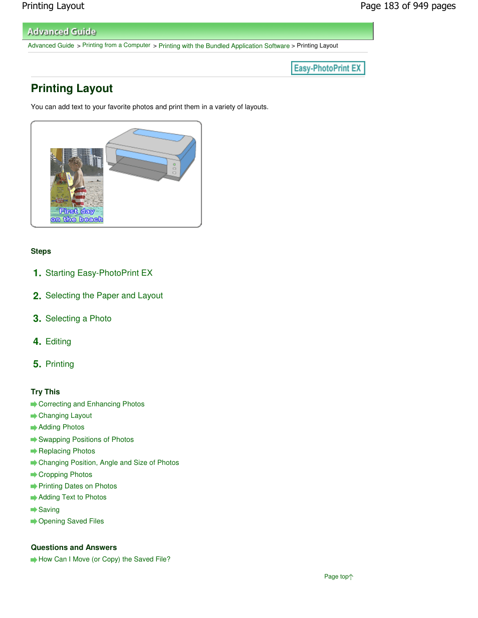 Printing layout | Canon PIXMA MP560 User Manual | Page 183 / 949