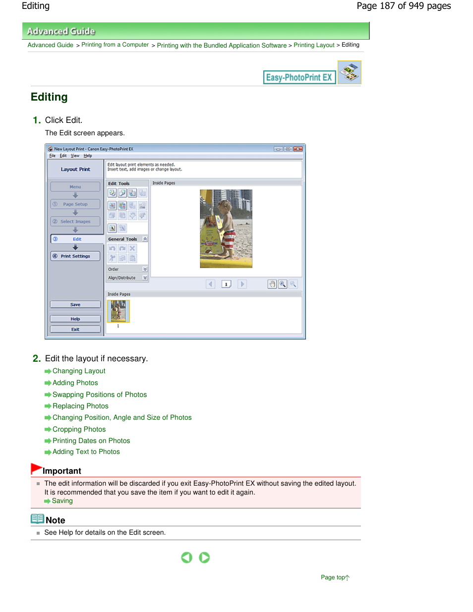 Editing | Canon PIXMA MP560 User Manual | Page 187 / 949