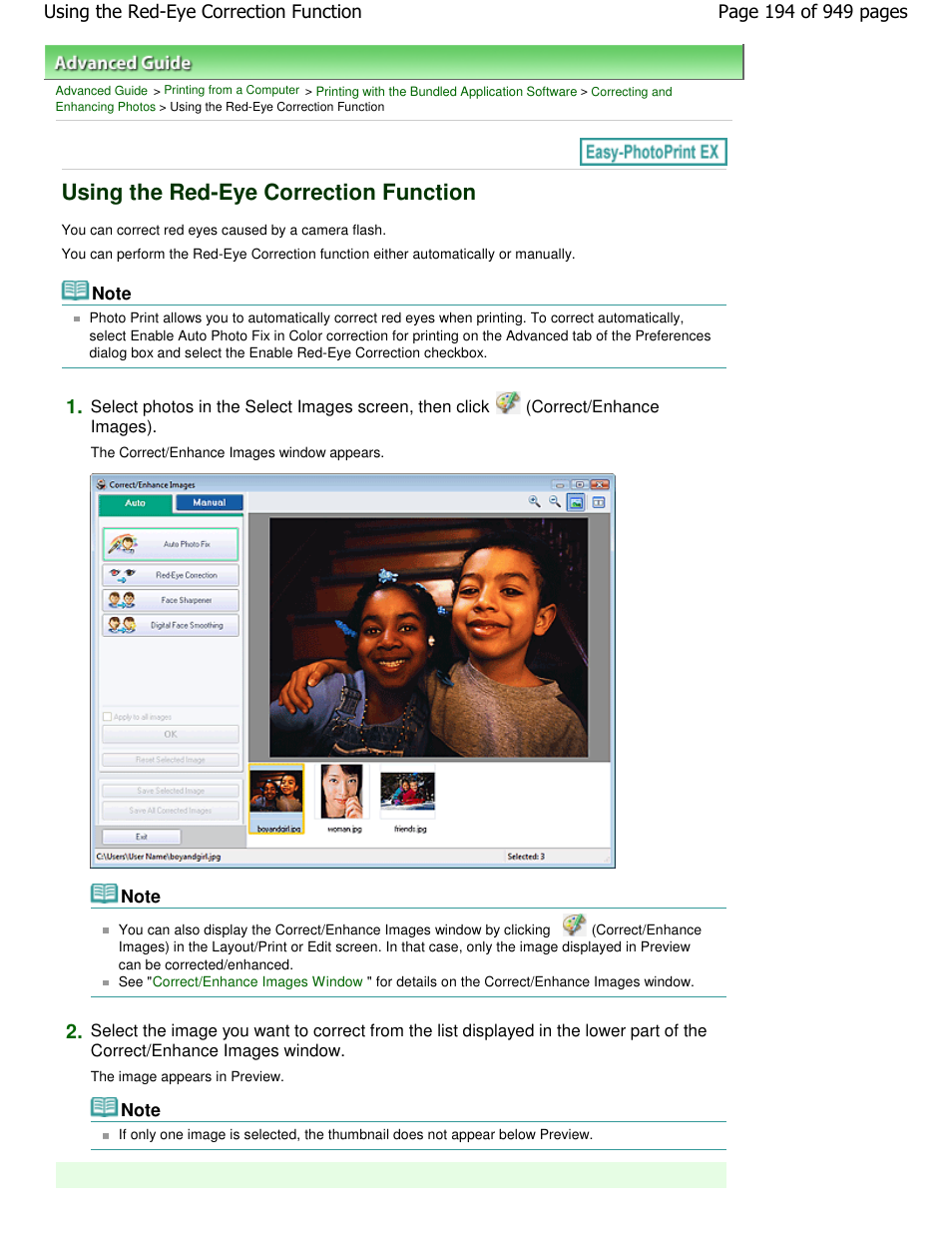 Using the red-eye correction function | Canon PIXMA MP560 User Manual | Page 194 / 949