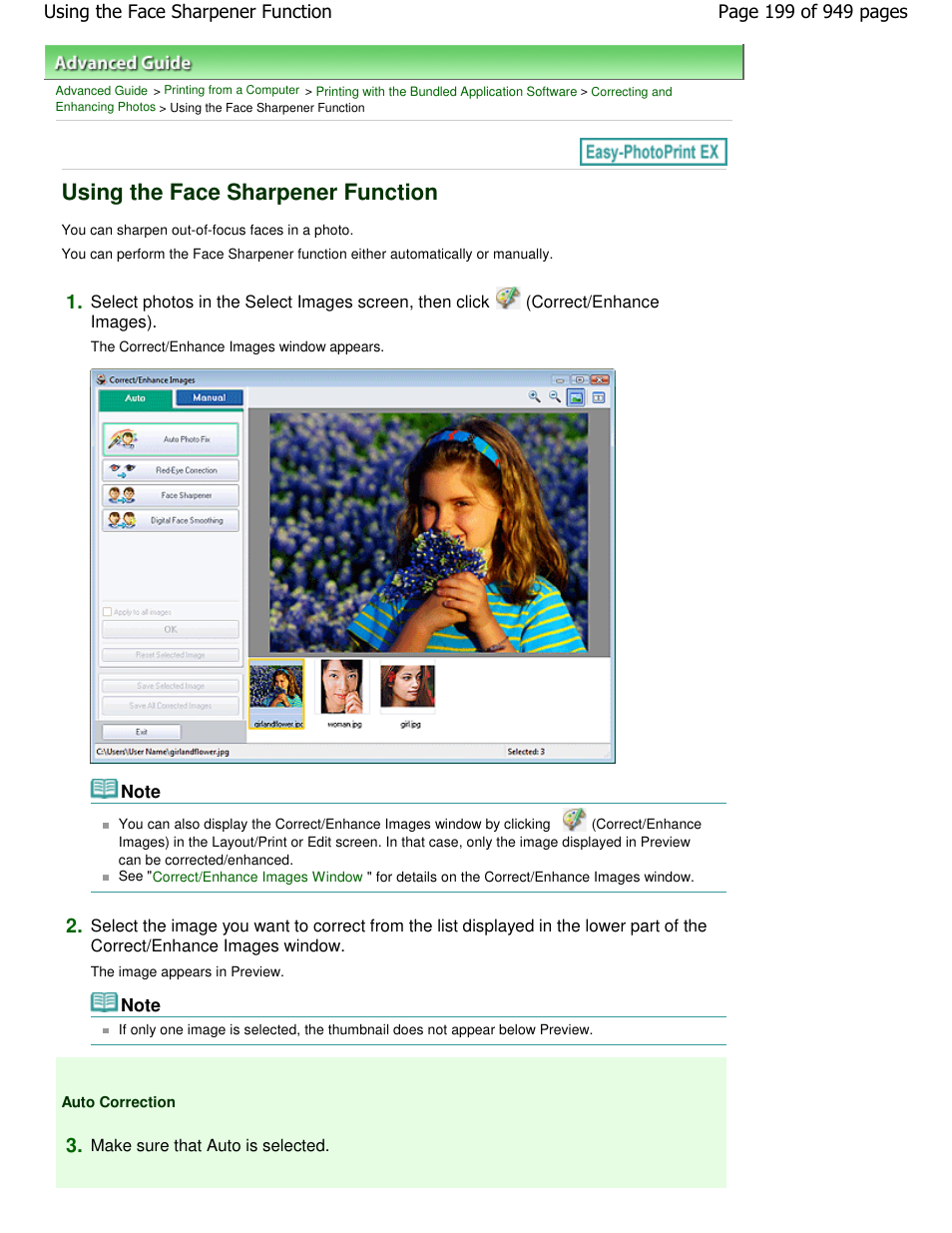 Using the face sharpener function | Canon PIXMA MP560 User Manual | Page 199 / 949
