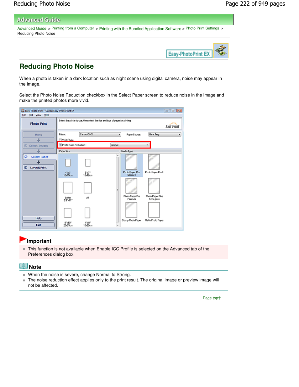 Reducing photo noise | Canon PIXMA MP560 User Manual | Page 222 / 949
