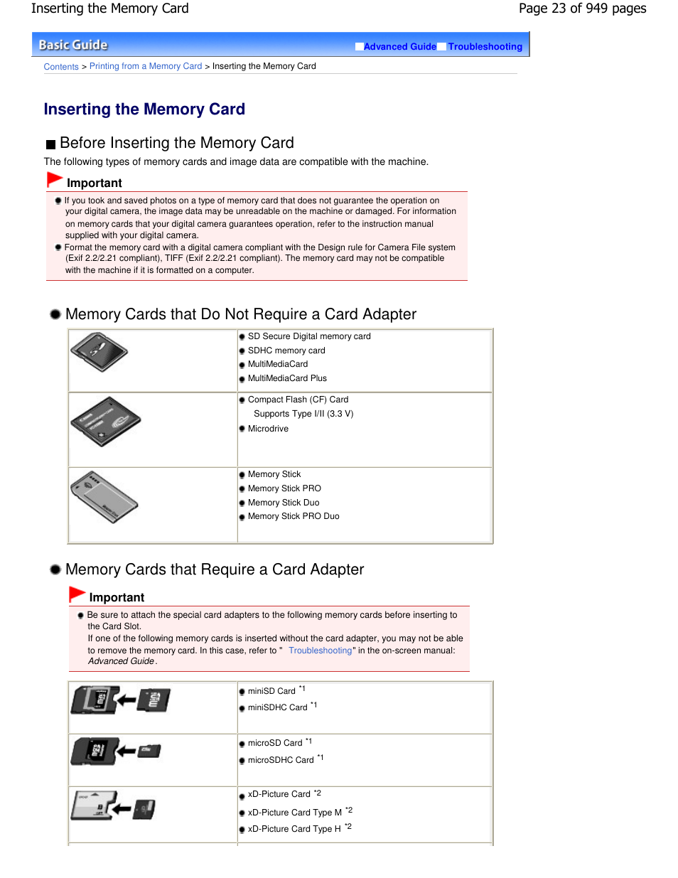 Important | Canon PIXMA MP560 User Manual | Page 23 / 949