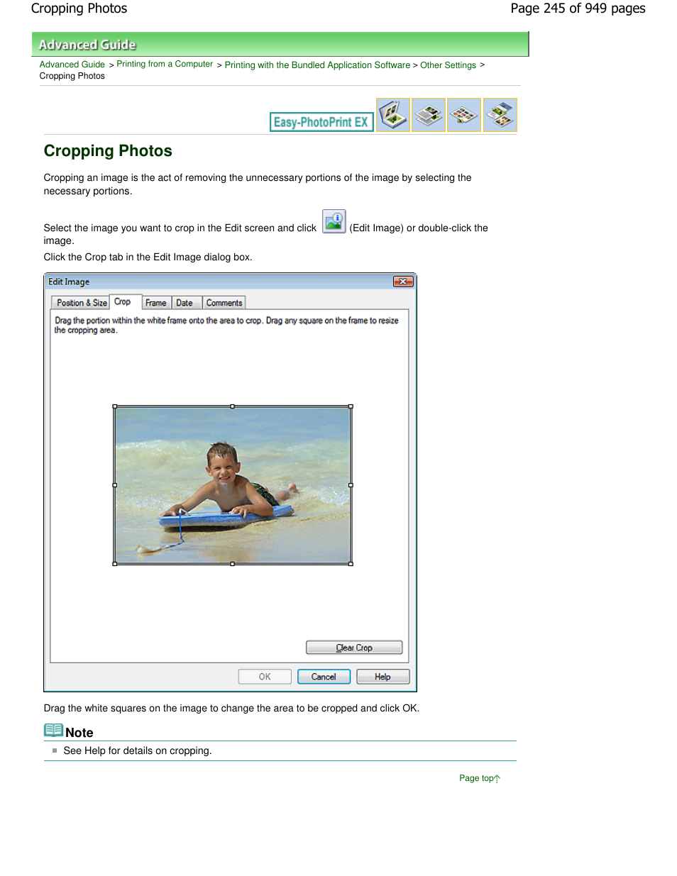 Cropping photos | Canon PIXMA MP560 User Manual | Page 245 / 949
