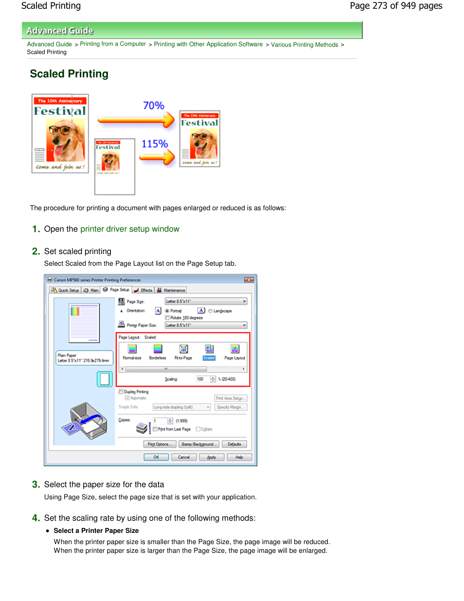Scaled printing | Canon PIXMA MP560 User Manual | Page 273 / 949