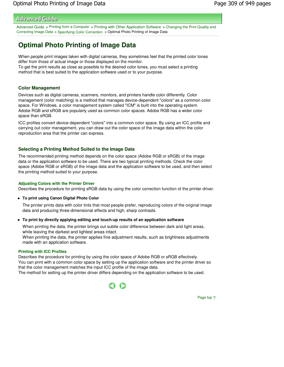 Optimal photo printing of image data | Canon PIXMA MP560 User Manual | Page 309 / 949