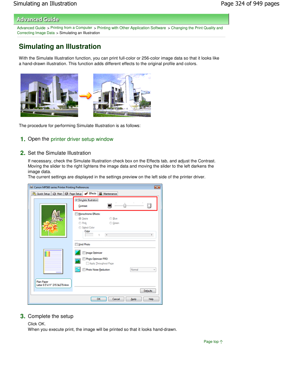 Simulating an illustration | Canon PIXMA MP560 User Manual | Page 324 / 949