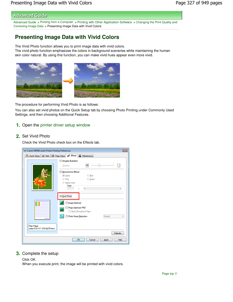 Presenting image data with vivid colors | Canon PIXMA MP560 User Manual | Page 327 / 949