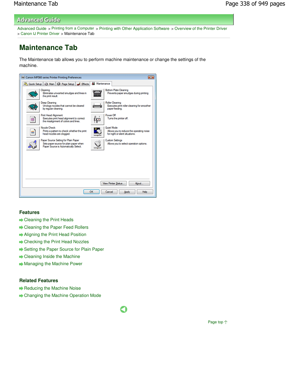 Maintenance tab | Canon PIXMA MP560 User Manual | Page 338 / 949