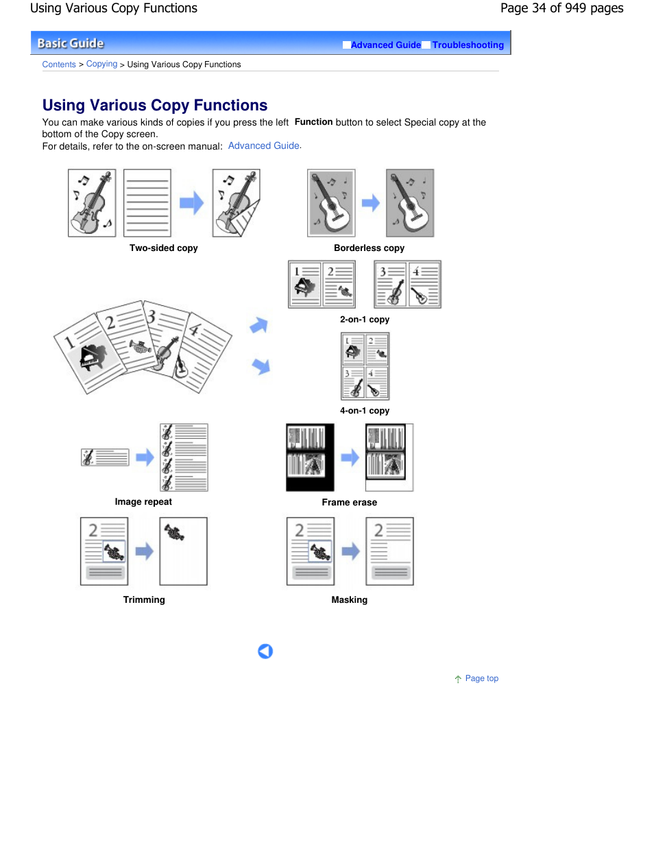 Using various copy functions | Canon PIXMA MP560 User Manual | Page 34 / 949