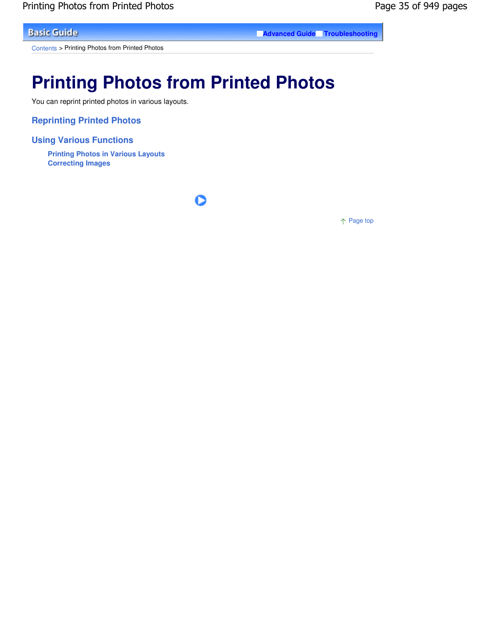 Printing photos from printed photos | Canon PIXMA MP560 User Manual | Page 35 / 949